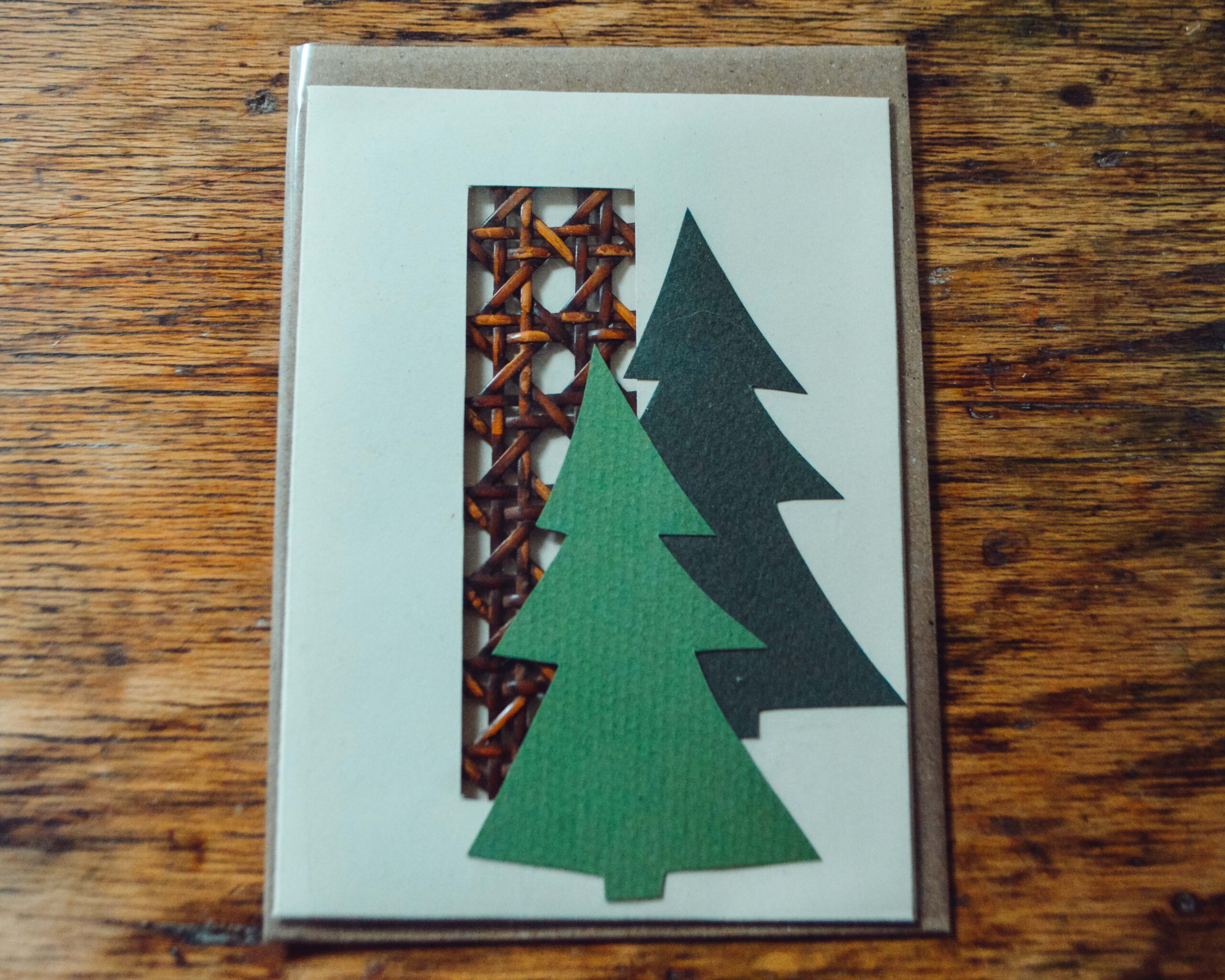 Weihnachtskarte mit recycelten Geflecht
